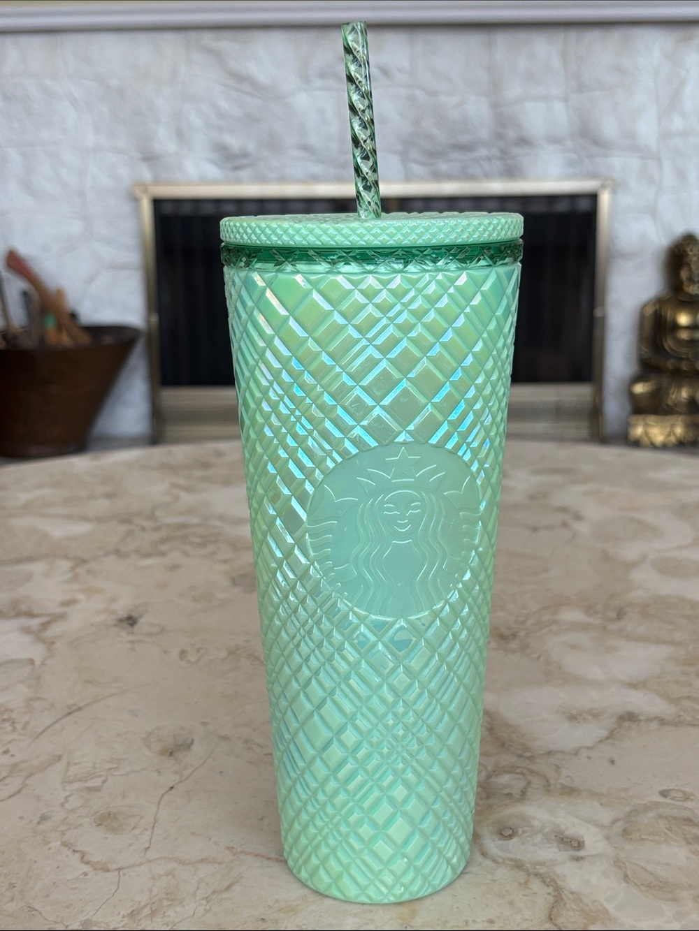 NEW! Starbucks 2024 Summer Mint Jade Jeweled 24oz Venti Tumbler - Picture 2 of 8